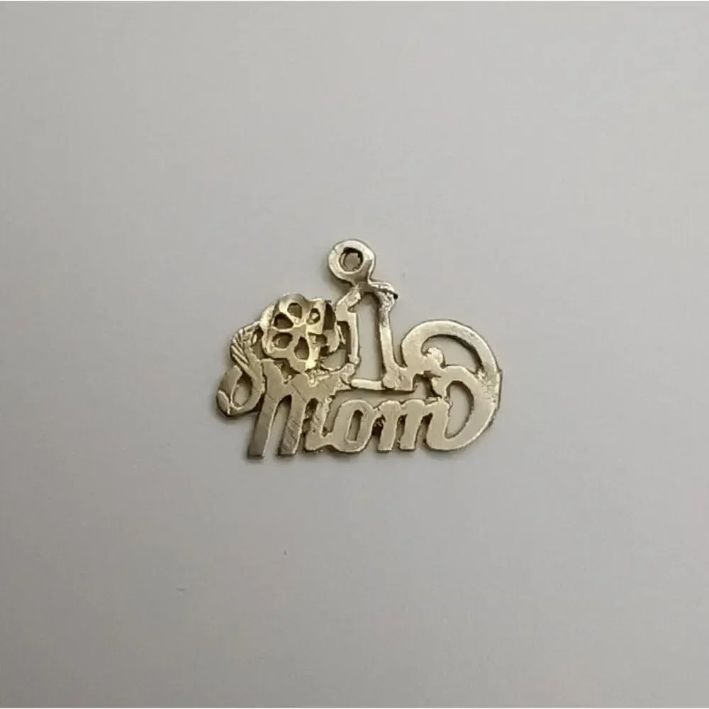 14K Gold “#1 Mom” Flower Charm